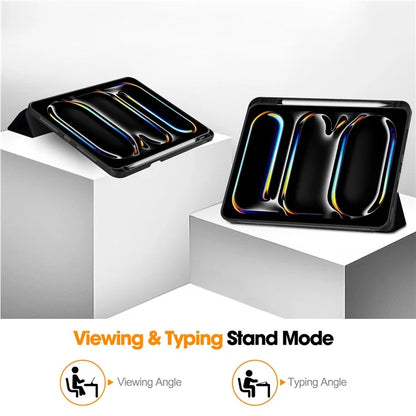 For iPad Pro 11 (2024) Case Pattern Printing PU Leather Tri-fold Stand Cover with Pen Slot