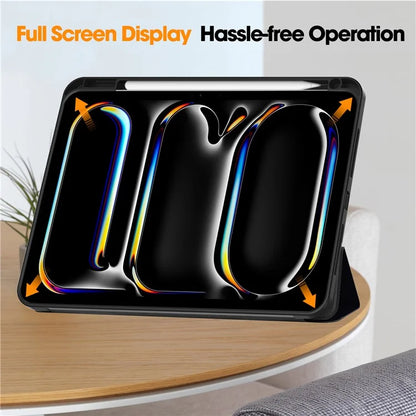 For iPad Pro 11 (2024) Case Pattern Printing PU Leather Tri-fold Stand Cover with Pen Slot