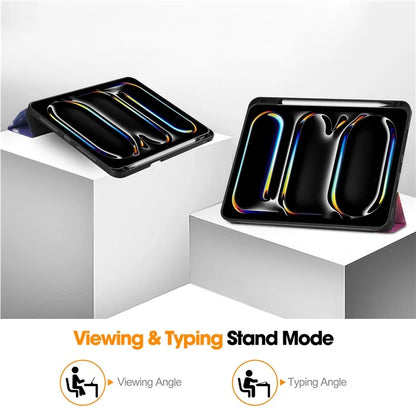 For iPad Pro 11 (2024) Case Pattern Printing PU Leather Tri-fold Stand Cover with Pen Slot