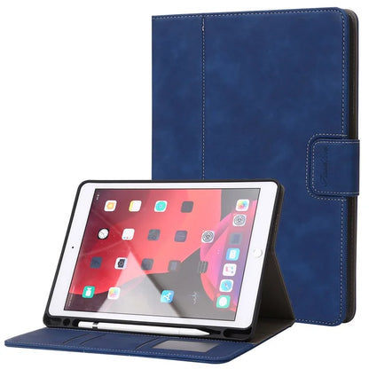For iPad 10.2 (2021)  /  (2019)  /  (2020)  /  Air 10.5 inch (2019) Case Wallet Calf Texture Tablet Cover with Pens Slot