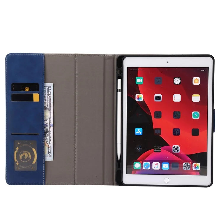 For iPad 10.2 (2021)  /  (2019)  /  (2020)  /  Air 10.5 inch (2019) Case Wallet Calf Texture Tablet Cover with Pens Slot
