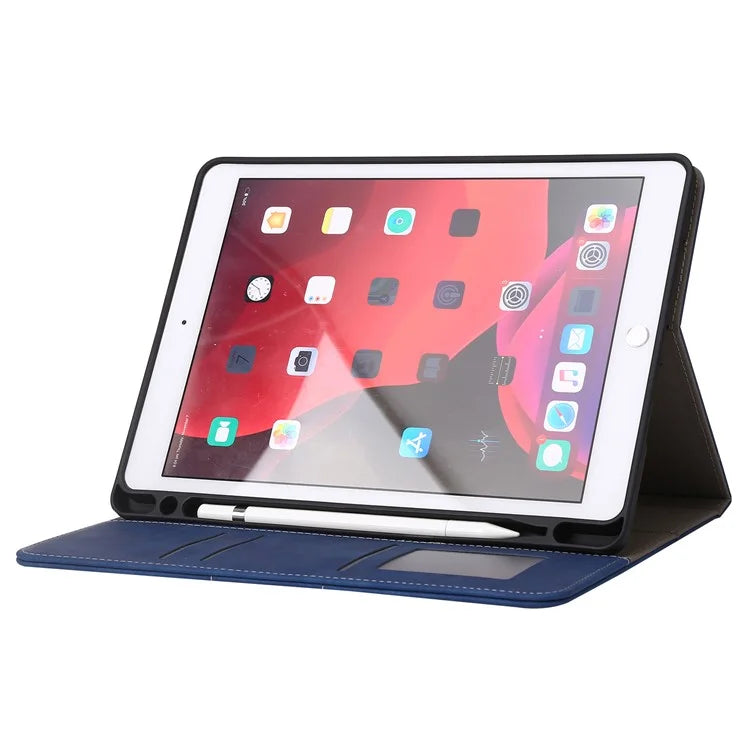 For iPad 10.2 (2021)  /  (2019)  /  (2020)  /  Air 10.5 inch (2019) Case Wallet Calf Texture Tablet Cover with Pens Slot