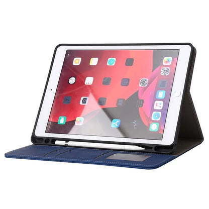 For iPad 10.2 (2021)  /  (2019)  /  (2020)  /  Air 10.5 inch (2019) Case Wallet Calf Texture Tablet Cover with Pens Slot