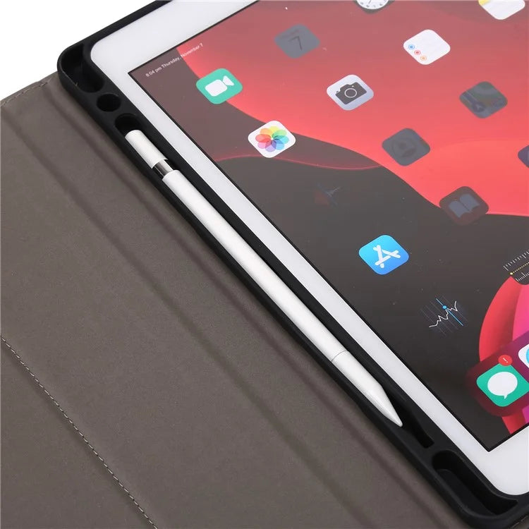 For iPad 10.2 (2021)  /  (2019)  /  (2020)  /  Air 10.5 inch (2019) Case Wallet Calf Texture Tablet Cover with Pens Slot