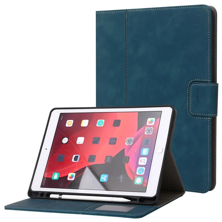 For iPad 10.2 (2021)  /  (2019)  /  (2020)  /  Air 10.5 inch (2019) Case Wallet Calf Texture Tablet Cover with Pens Slot