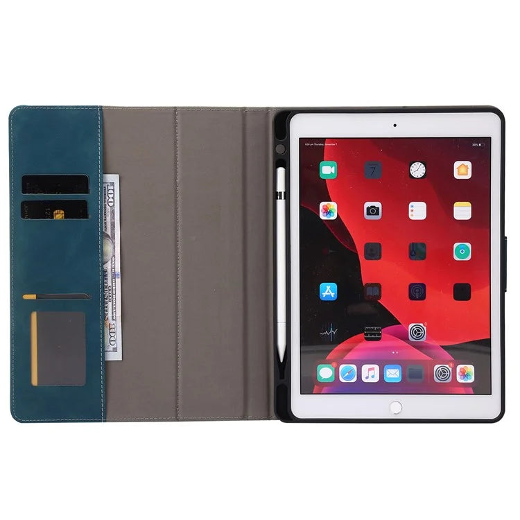 For iPad 10.2 (2021)  /  (2019)  /  (2020)  /  Air 10.5 inch (2019) Case Wallet Calf Texture Tablet Cover with Pens Slot