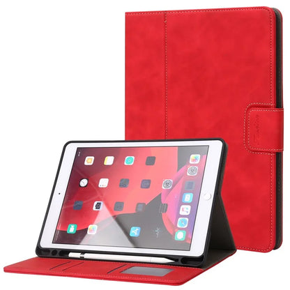 For iPad 10.2 (2021)  /  (2019)  /  (2020)  /  Air 10.5 inch (2019) Case Wallet Calf Texture Tablet Cover with Pens Slot