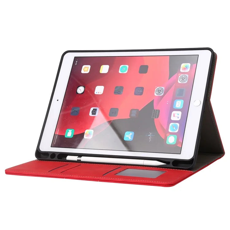 For iPad 10.2 (2021)  /  (2019)  /  (2020)  /  Air 10.5 inch (2019) Case Wallet Calf Texture Tablet Cover with Pens Slot