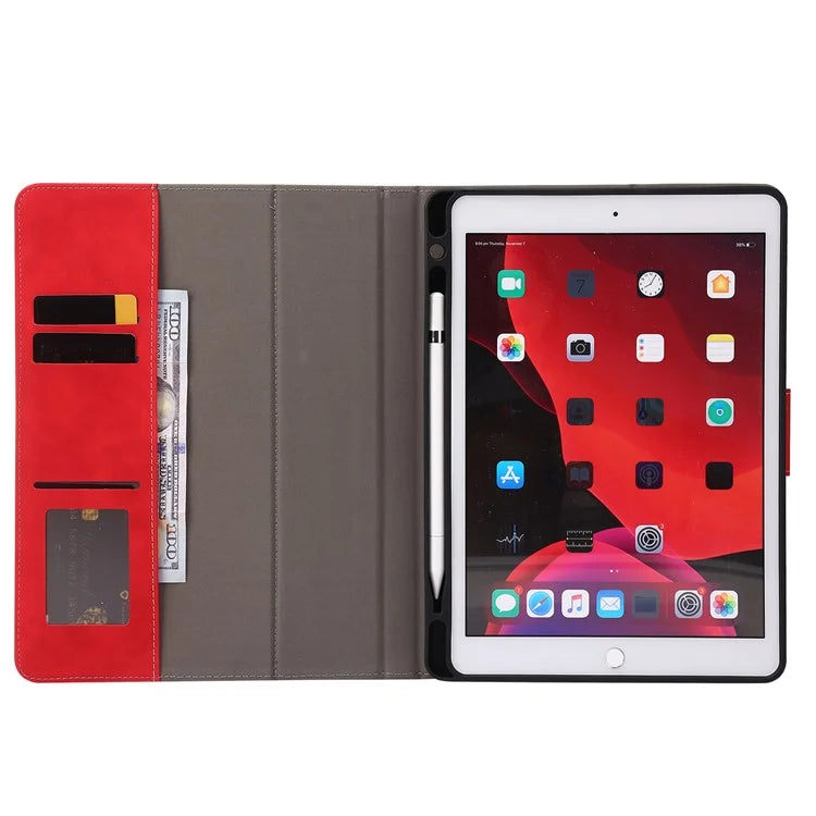 For iPad 10.2 (2021)  /  (2019)  /  (2020)  /  Air 10.5 inch (2019) Case Wallet Calf Texture Tablet Cover with Pens Slot