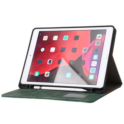 For iPad 10.2 (2021)  /  (2019)  /  (2020)  /  Air 10.5 inch (2019) Case Wallet Calf Texture Tablet Cover with Pens Slot
