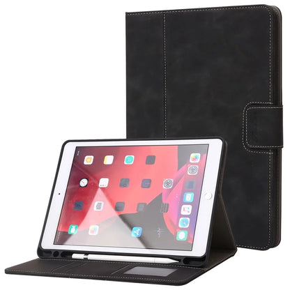 For iPad 10.2 (2021)  /  (2019)  /  (2020)  /  Air 10.5 inch (2019) Case Wallet Calf Texture Tablet Cover with Pens Slot