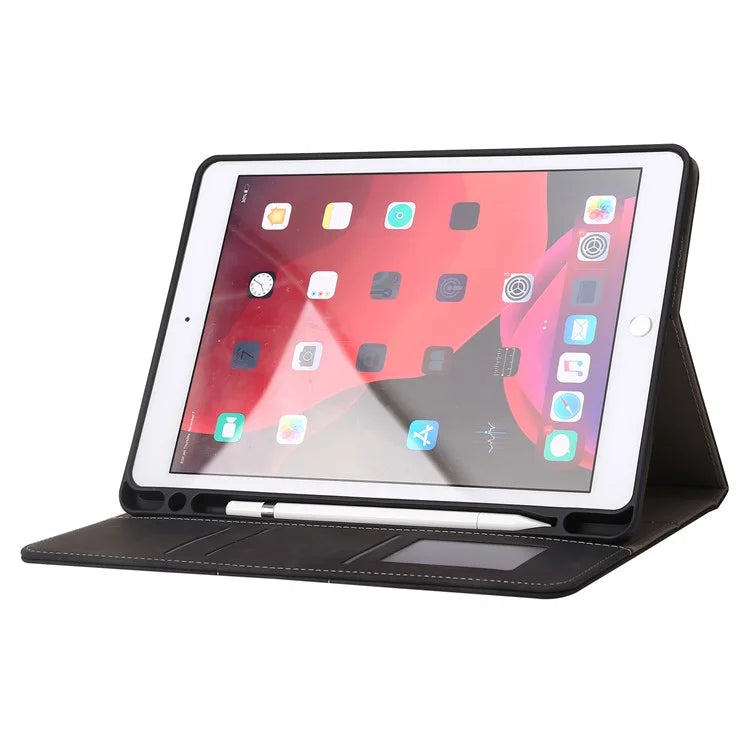 For iPad 10.2 (2021)  /  (2019)  /  (2020)  /  Air 10.5 inch (2019) Case Wallet Calf Texture Tablet Cover with Pens Slot