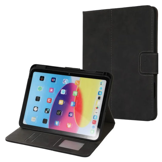 For iPad 10.9 (2022) Case Leather Flip Wallet Tablet Cover with Pens Slot