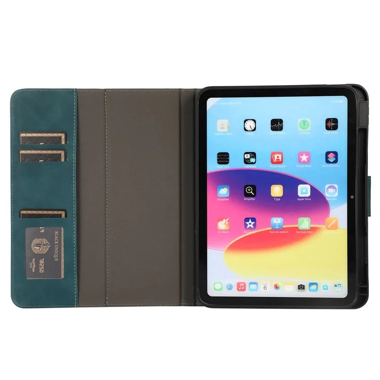 For iPad 10.9 (2022) Case Leather Flip Wallet Tablet Cover with Pens Slot