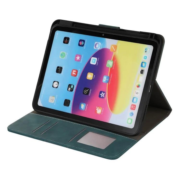 For iPad 10.9 (2022) Case Leather Flip Wallet Tablet Cover with Pens Slot
