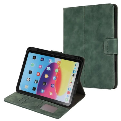 For iPad 10.9 (2022) Case Leather Flip Wallet Tablet Cover with Pens Slot