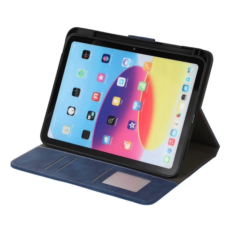 For iPad 10.9 (2022) Case Leather Flip Wallet Tablet Cover with Pens Slot