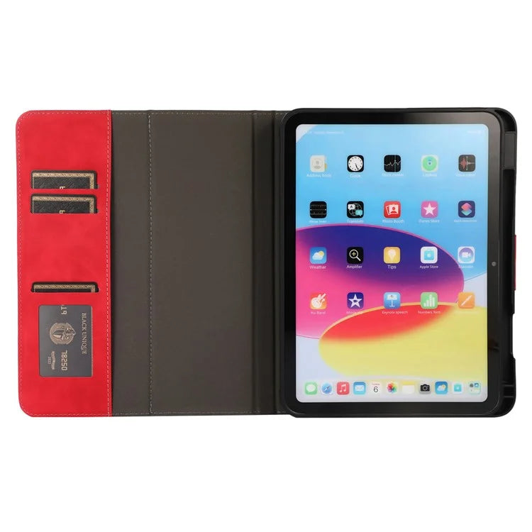 For iPad 10.9 (2022) Case Leather Flip Wallet Tablet Cover with Pens Slot