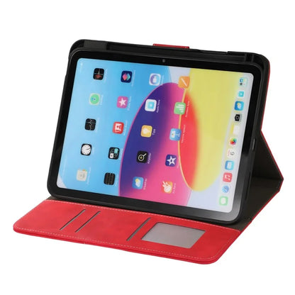 For iPad 10.9 (2022) Case Leather Flip Wallet Tablet Cover with Pens Slot