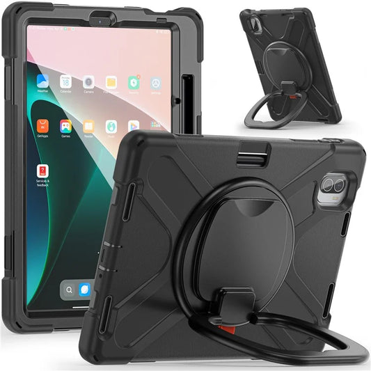 For Xiaomi Pad 5 Case Rugged Corner Protection PC+Silicone Tablet Cover with Rotating Kickstand