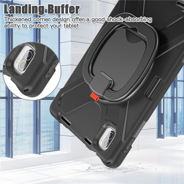 For Xiaomi Pad 5 Case Rugged Corner Protection PC+Silicone Tablet Cover with Rotating Kickstand