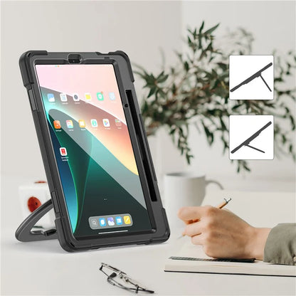 For Xiaomi Pad 5 Case Rugged Corner Protection PC+Silicone Tablet Cover with Rotating Kickstand