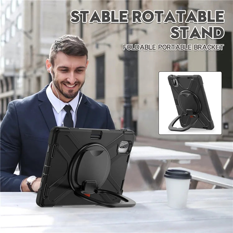 For Xiaomi Pad 5 Case Rugged Corner Protection PC+Silicone Tablet Cover with Rotating Kickstand