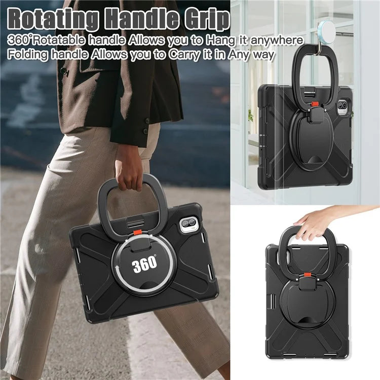 For Xiaomi Pad 5 Case Rugged Corner Protection PC+Silicone Tablet Cover with Rotating Kickstand