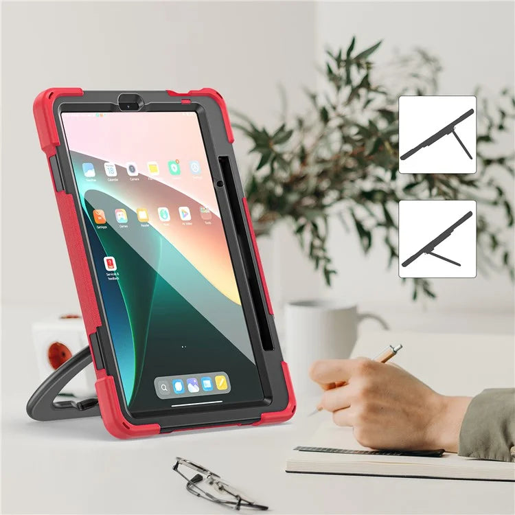 For Xiaomi Pad 5 Case Rugged Corner Protection PC+Silicone Tablet Cover with Rotating Kickstand