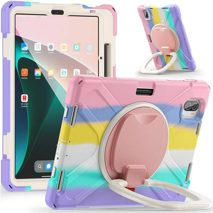 For Xiaomi Pad 5 Case Rugged Corner Protection PC+Silicone Tablet Cover with Rotating Kickstand