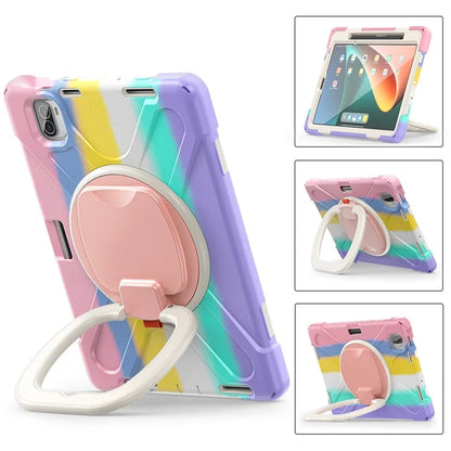 For Xiaomi Pad 5 Case Rugged Corner Protection PC+Silicone Tablet Cover with Rotating Kickstand