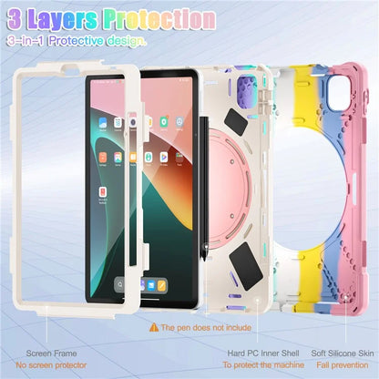 For Xiaomi Pad 5 Case Rugged Corner Protection PC+Silicone Tablet Cover with Rotating Kickstand