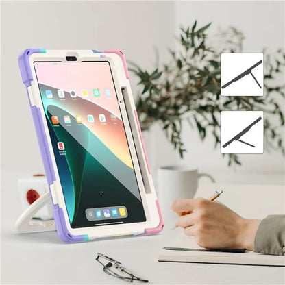For Xiaomi Pad 5 Case Rugged Corner Protection PC+Silicone Tablet Cover with Rotating Kickstand