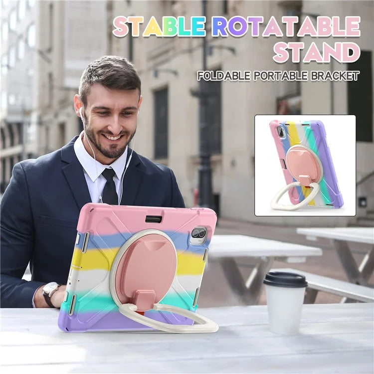 For Xiaomi Pad 5 Case Rugged Corner Protection PC+Silicone Tablet Cover with Rotating Kickstand