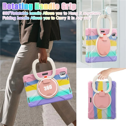 For Xiaomi Pad 5 Case Rugged Corner Protection PC+Silicone Tablet Cover with Rotating Kickstand