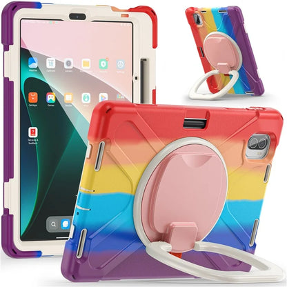 For Xiaomi Pad 5 Case Rugged Corner Protection PC+Silicone Tablet Cover with Rotating Kickstand