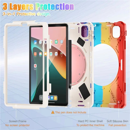 For Xiaomi Pad 5 Case Rugged Corner Protection PC+Silicone Tablet Cover with Rotating Kickstand