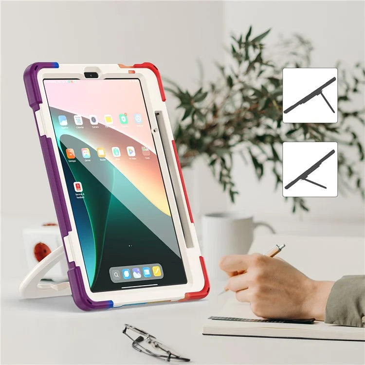 For Xiaomi Pad 5 Case Rugged Corner Protection PC+Silicone Tablet Cover with Rotating Kickstand