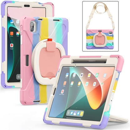 For Xiaomi Pad 5 Case PC+Silicone Shockproof Tablet Cover with Rotating Kickstand / Shoulder Strap