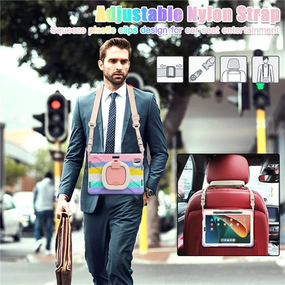 For Xiaomi Pad 5 Case PC+Silicone Shockproof Tablet Cover with Rotating Kickstand / Shoulder Strap