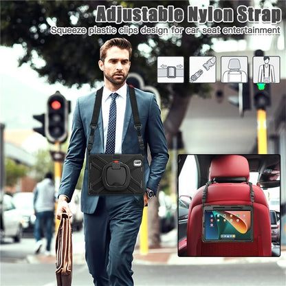 For Xiaomi Pad 5 Case PC+Silicone Shockproof Tablet Cover with Rotating Kickstand / Shoulder Strap