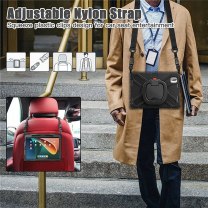 For Xiaomi Pad 5 Case PC+Silicone Shockproof Tablet Cover with Rotating Kickstand / Shoulder Strap