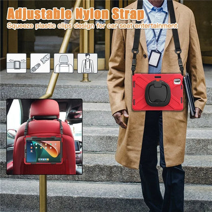 For Xiaomi Pad 5 Case PC+Silicone Shockproof Tablet Cover with Rotating Kickstand / Shoulder Strap