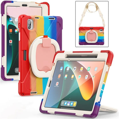For Xiaomi Pad 5 Case PC+Silicone Shockproof Tablet Cover with Rotating Kickstand / Shoulder Strap