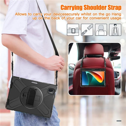 For Xiaomi Pad 5 Case Hand Strap Kickstand PC+Silicone Tablet Cover with Shoulder Strap