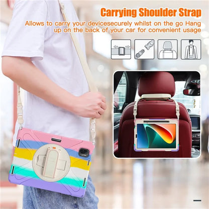 For Xiaomi Pad 5 Case Hand Strap Kickstand PC+Silicone Tablet Cover with Shoulder Strap