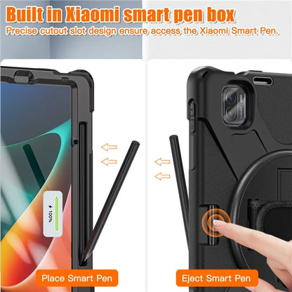 For Xiaomi Pad 5 / Pad 5 Pro Case Kickstand PC+Silicone Rugged Tablet Cover with Hand Strap