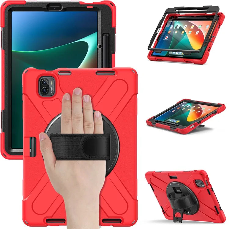 For Xiaomi Pad 5 / Pad 5 Pro Case Kickstand PC+Silicone Rugged Tablet Cover with Hand Strap