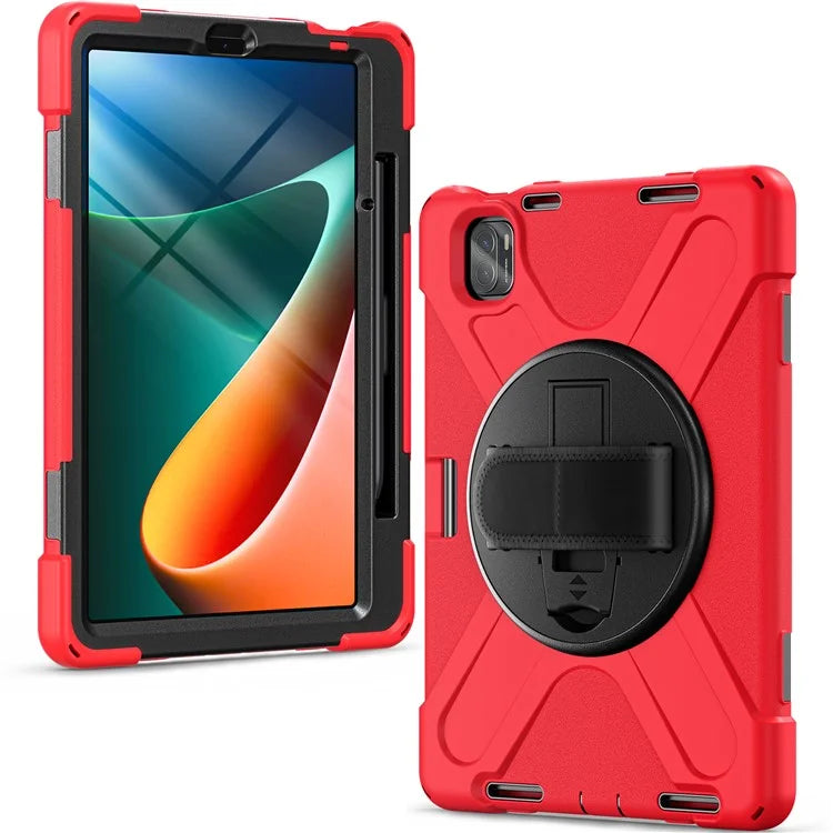 For Xiaomi Pad 5 / Pad 5 Pro Case Kickstand PC+Silicone Rugged Tablet Cover with Hand Strap