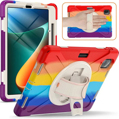 For Xiaomi Pad 5 / Pad 5 Pro Case Kickstand PC+Silicone Rugged Tablet Cover with Hand Strap